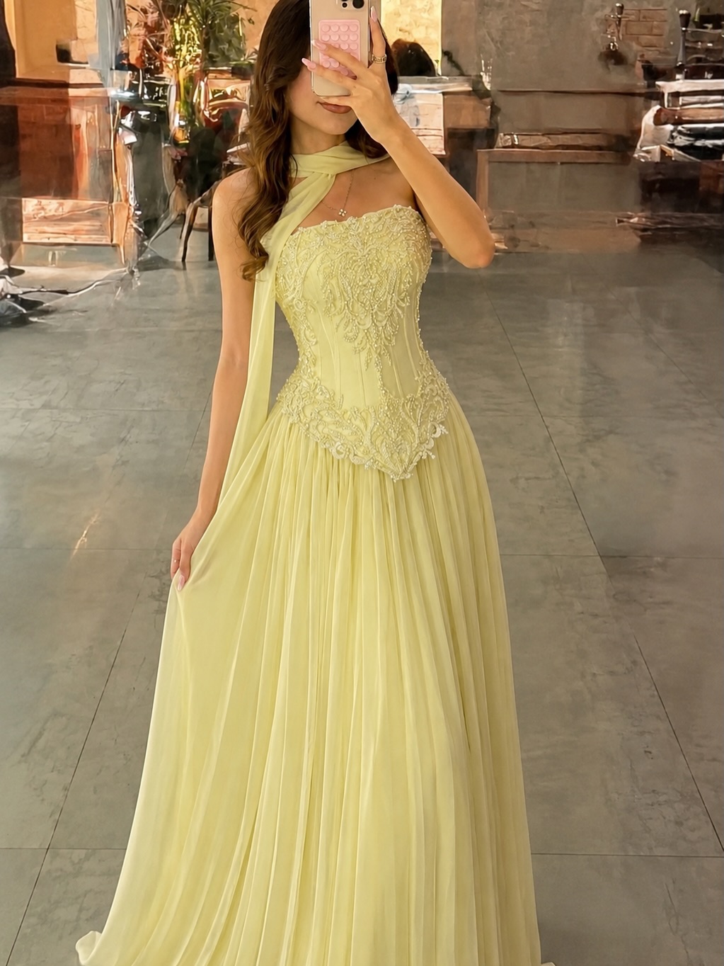 Customized Sexy Yellow Lace Co - đánh giá và giá Embroidery Yellow Dress