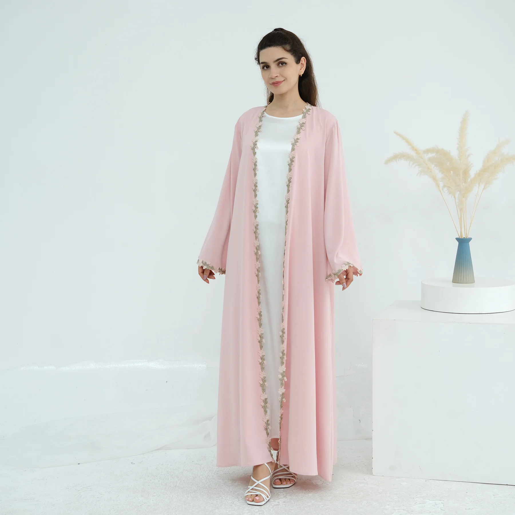 Dubai Open Abaya Muslim Hijab  - đánh giá và giá Embroidery Kebaya