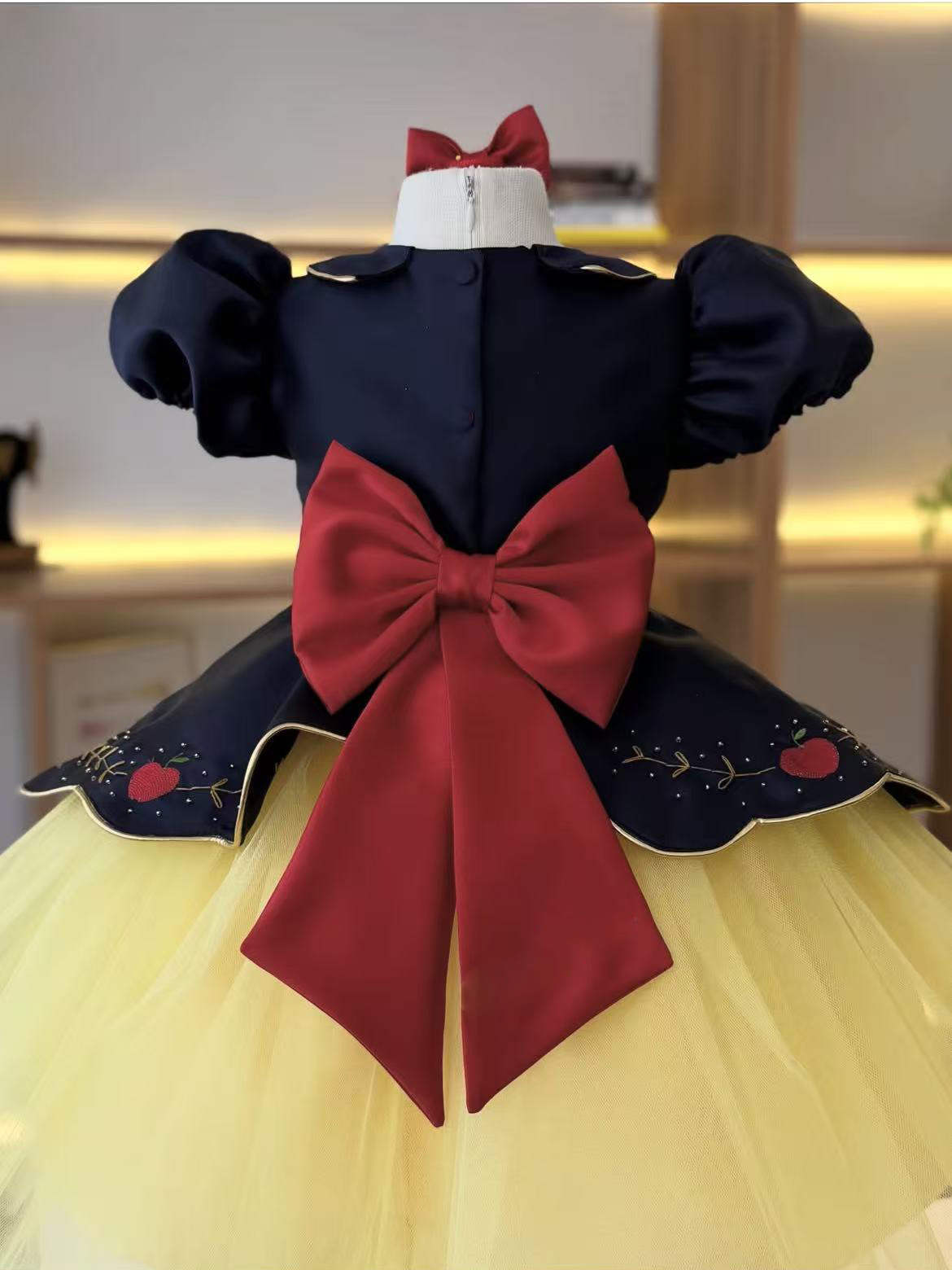 Summer Baby Girl Crown Apple E - đánh giá và giá Embroidery Yellow Dress